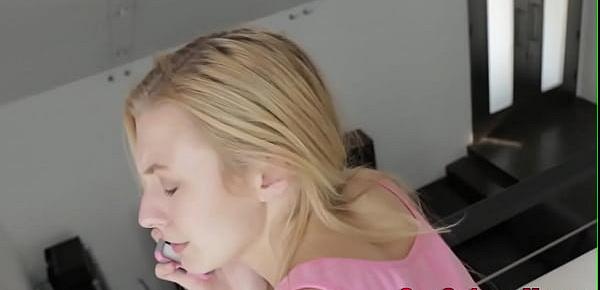  Teen stepsister gets facialized